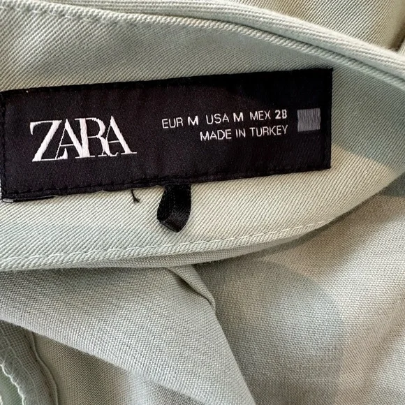 Zara Draped Waist Cotton Midi Dress in Mint Green - Picture 13 of 14